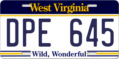 WV license plate DPE645