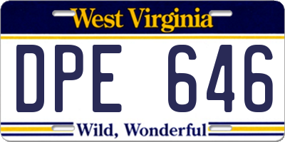 WV license plate DPE646