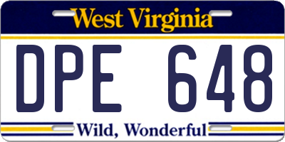 WV license plate DPE648
