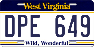 WV license plate DPE649