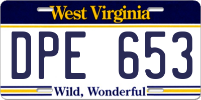 WV license plate DPE653