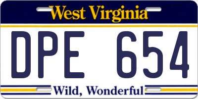 WV license plate DPE654
