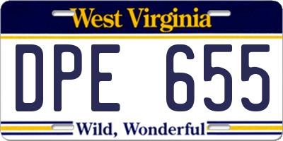 WV license plate DPE655