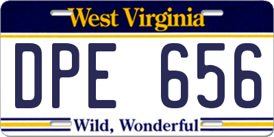 WV license plate DPE656