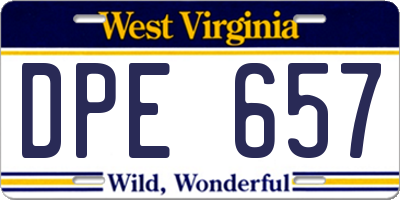 WV license plate DPE657