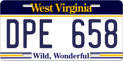 WV license plate DPE658