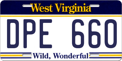 WV license plate DPE660