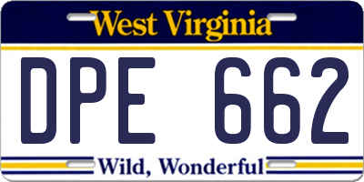 WV license plate DPE662