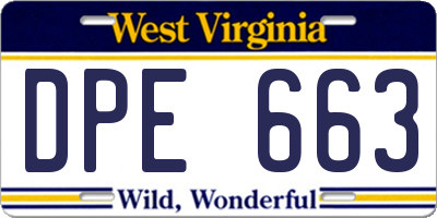 WV license plate DPE663