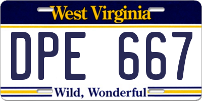 WV license plate DPE667