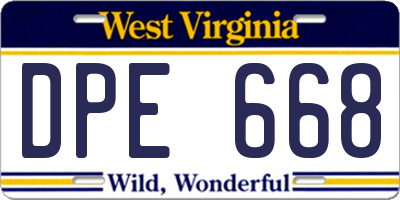 WV license plate DPE668