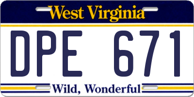 WV license plate DPE671