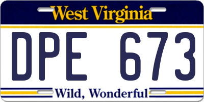 WV license plate DPE673