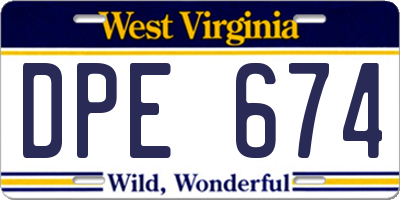 WV license plate DPE674
