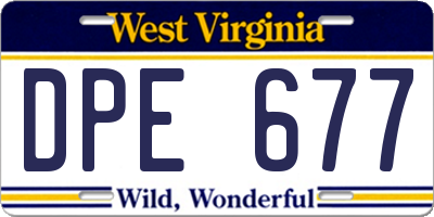 WV license plate DPE677