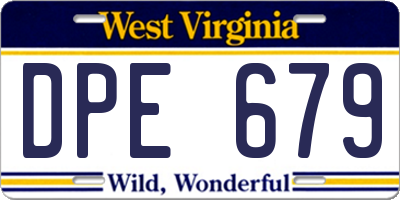 WV license plate DPE679