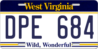 WV license plate DPE684