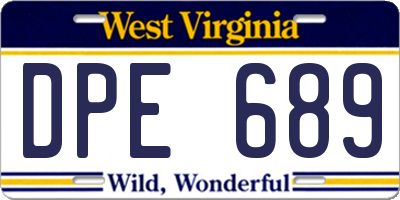 WV license plate DPE689