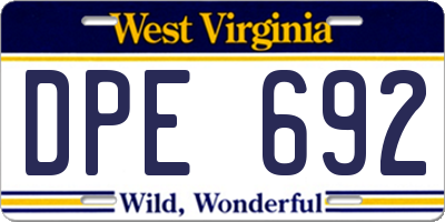 WV license plate DPE692