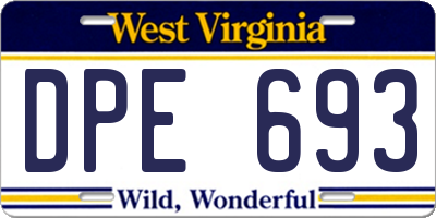 WV license plate DPE693