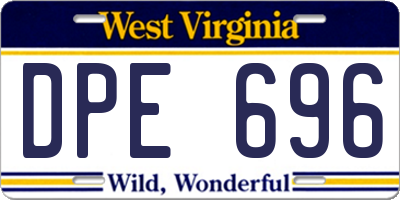 WV license plate DPE696