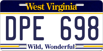 WV license plate DPE698