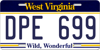WV license plate DPE699