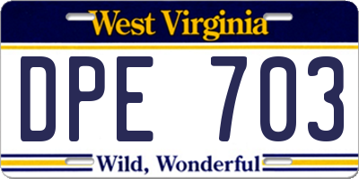 WV license plate DPE703