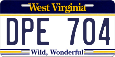 WV license plate DPE704
