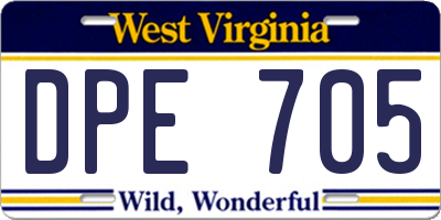WV license plate DPE705