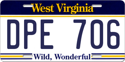 WV license plate DPE706