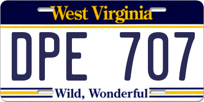 WV license plate DPE707
