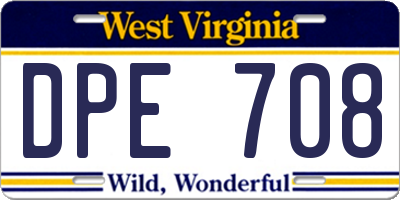 WV license plate DPE708