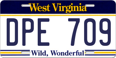 WV license plate DPE709