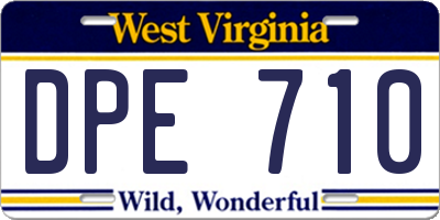 WV license plate DPE710