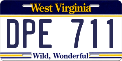 WV license plate DPE711