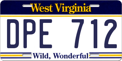 WV license plate DPE712