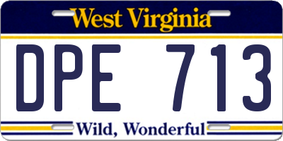 WV license plate DPE713
