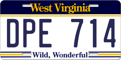 WV license plate DPE714