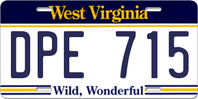 WV license plate DPE715
