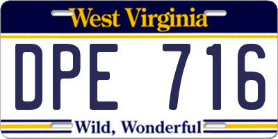 WV license plate DPE716