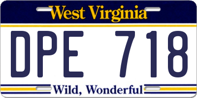WV license plate DPE718