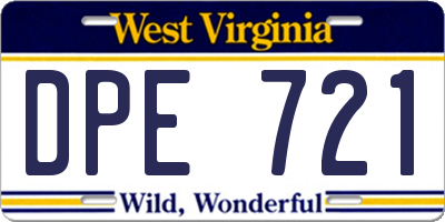 WV license plate DPE721