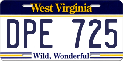 WV license plate DPE725