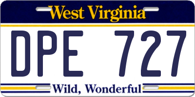 WV license plate DPE727
