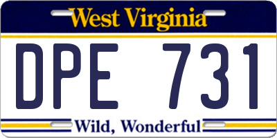 WV license plate DPE731