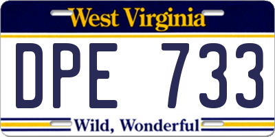 WV license plate DPE733