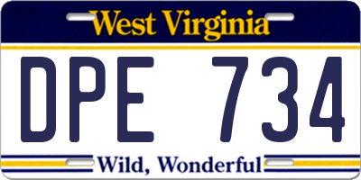 WV license plate DPE734