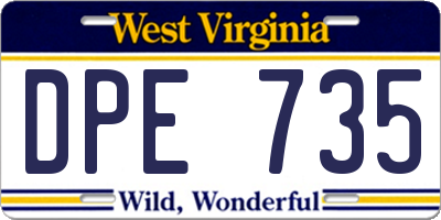 WV license plate DPE735