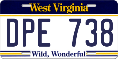 WV license plate DPE738